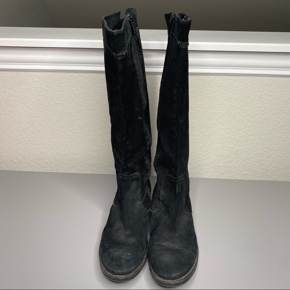 Vera Wang Lavender Label Black Suede Leather Equestrian Riding Boots Size 9M